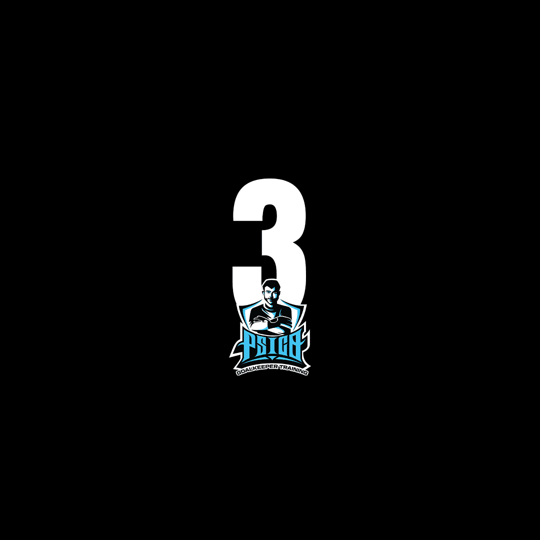 Black background with large white number 3 and PSICS goalkeeper training logo below.